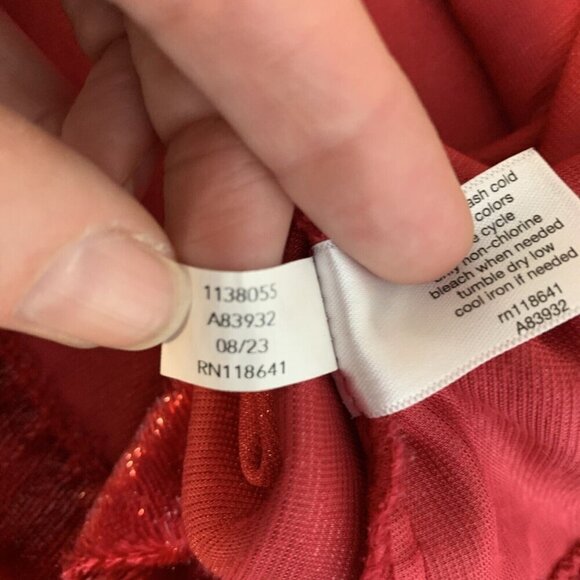 Lane Bryant Womens Short Sleeve Blouse 24 Red Velour Top Party Shimmer Holiday - Picture 11 of 16